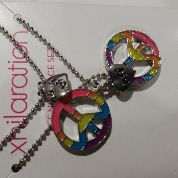 Xhilaration Silver tone Rainbow Peace Sign BFF Necklace Set - Friendship Jewelry - Picture 7 of 7